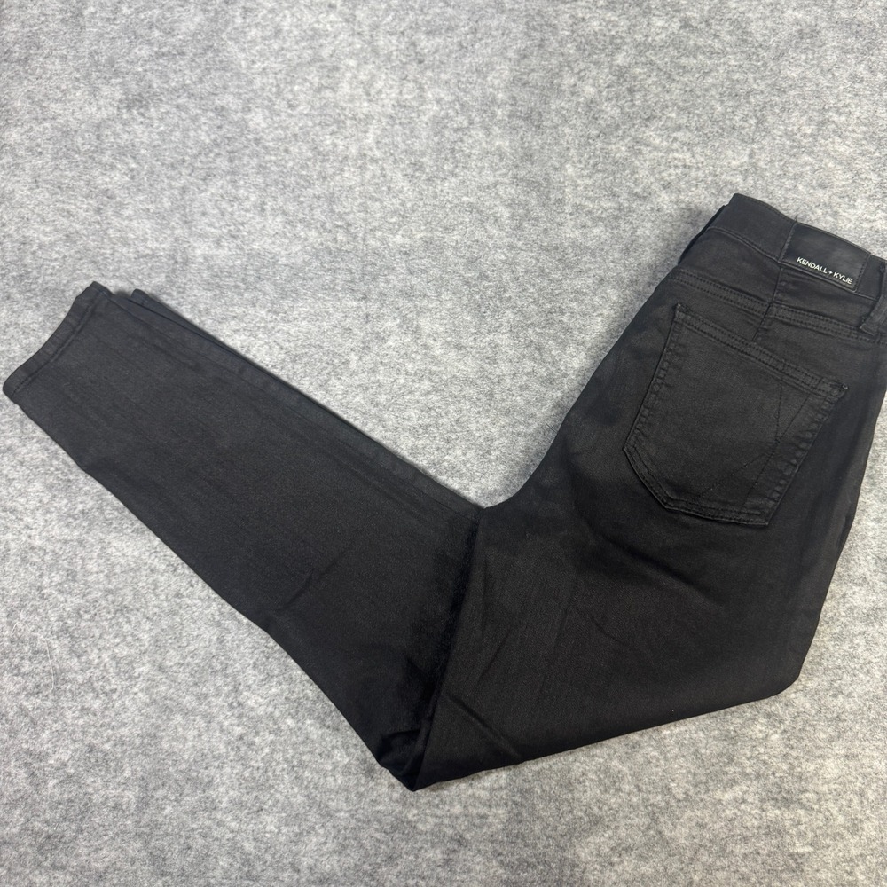 Kendall + Kylie Womens Kontour Coated Black Skinny Jeans High Rise 13/31 3285